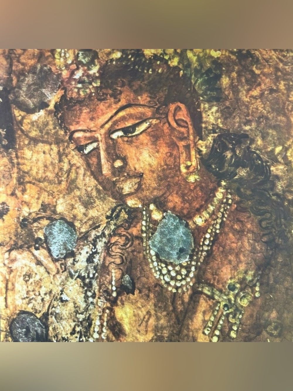 A QUEEN Original Antique 1950’s Vintage Fine Art INDIA Print Poster Ajanta Caves
